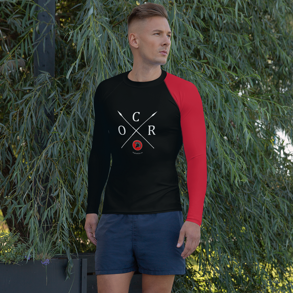 Obstacle Course Racing Fitted Performance Long Sleeve, red left sleeve ...