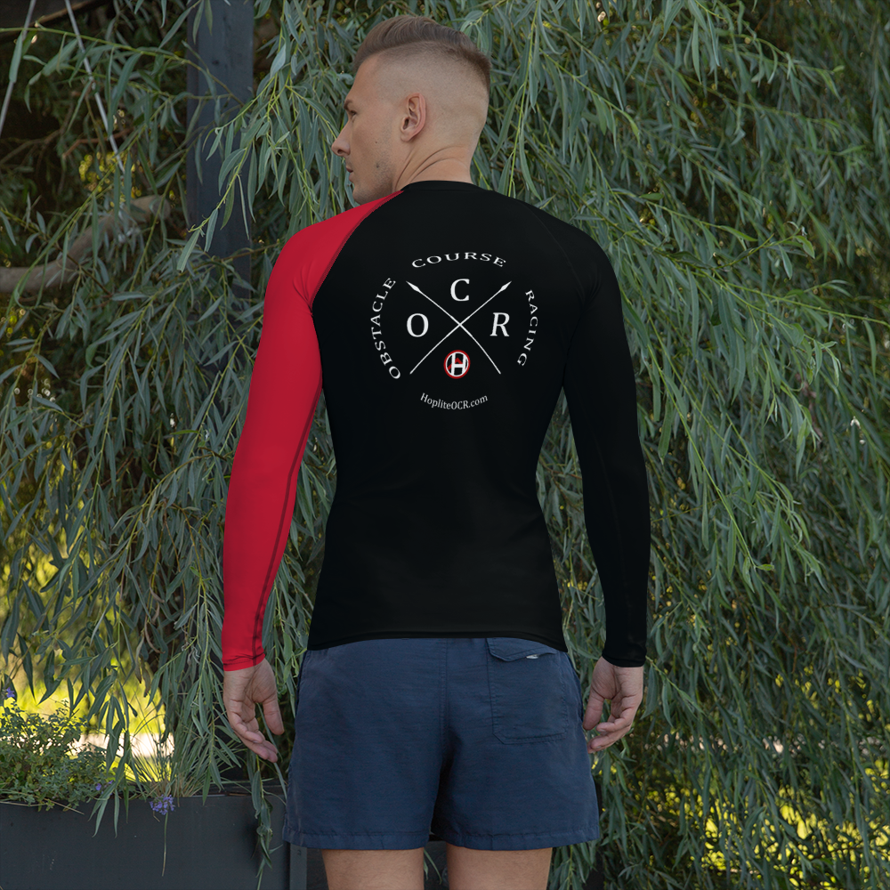 obstacle course racing gear Obstacle Course Racing Fitted Performance Long Sleeve, red left sleeve
