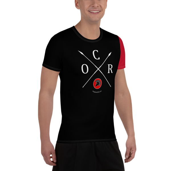 Obstacle Course Racing Tech Shirt, Red Sleeve – Hoplite Outfitters